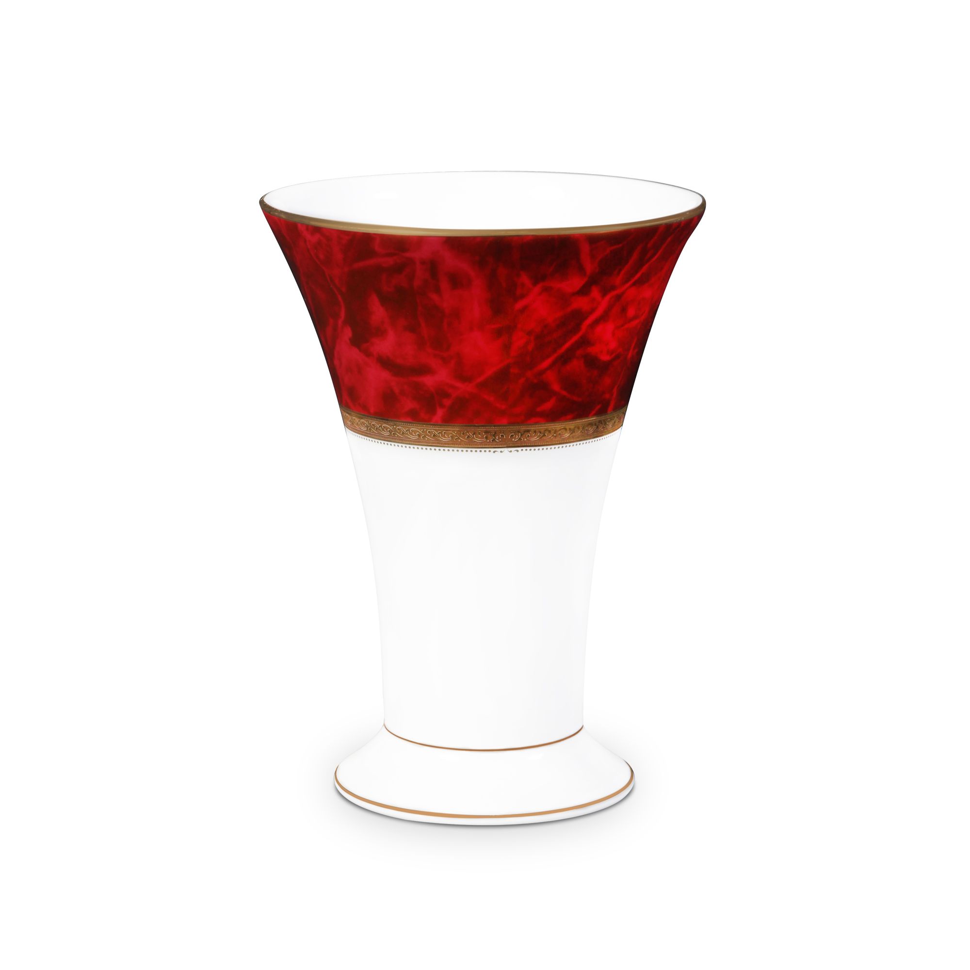  Bình hoa (lọ hoa) trang trí cổ loe cao 23,3cm (màu đỏ - ruby) sứ trắng | Majestic Burgun M-166L - T91825K 