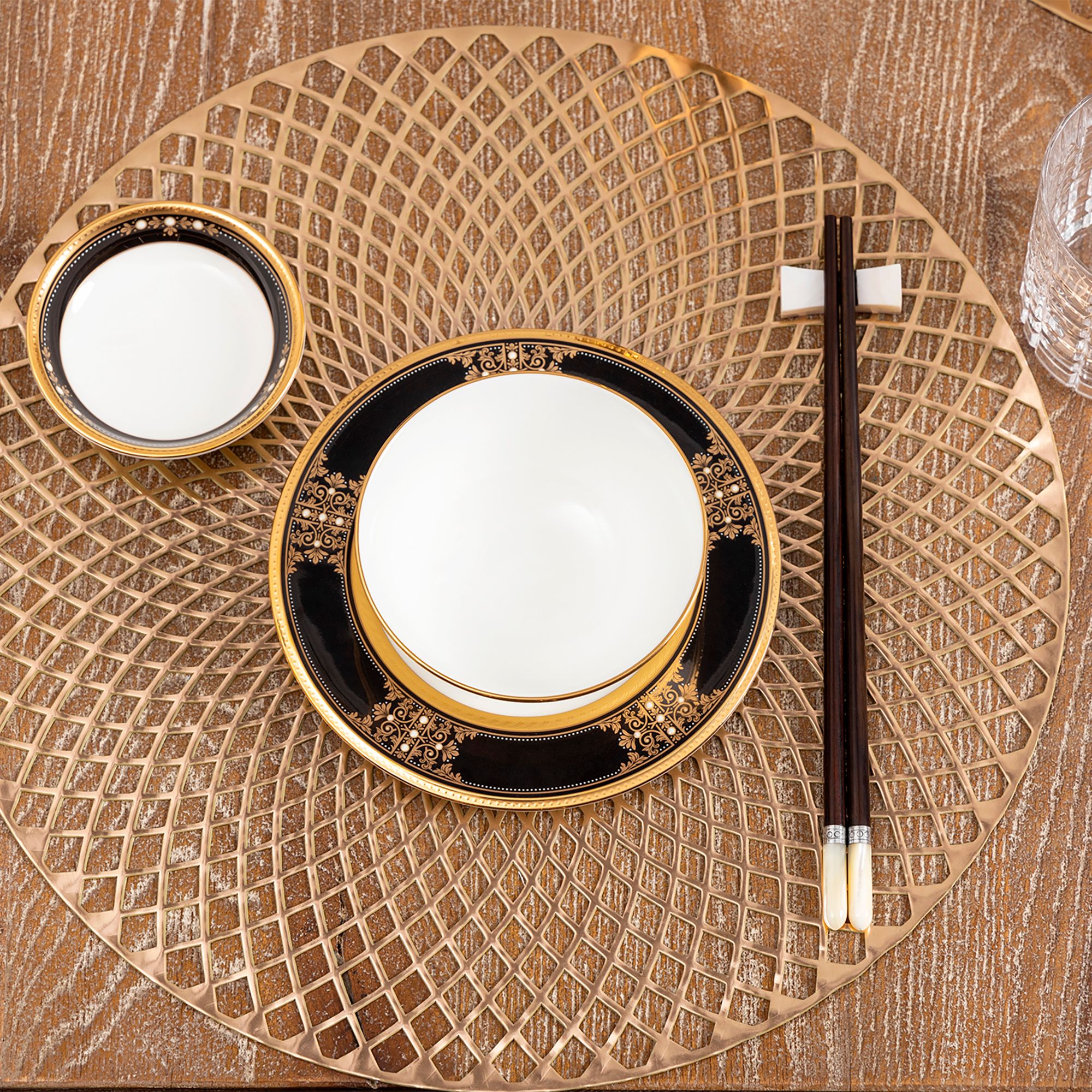  Đĩa tròn cỡ nhỏ đường kính 17,2cm lót bát (chén) cơm sứ xương Nhật Bản | Evening Majesty 4818J - 59512 