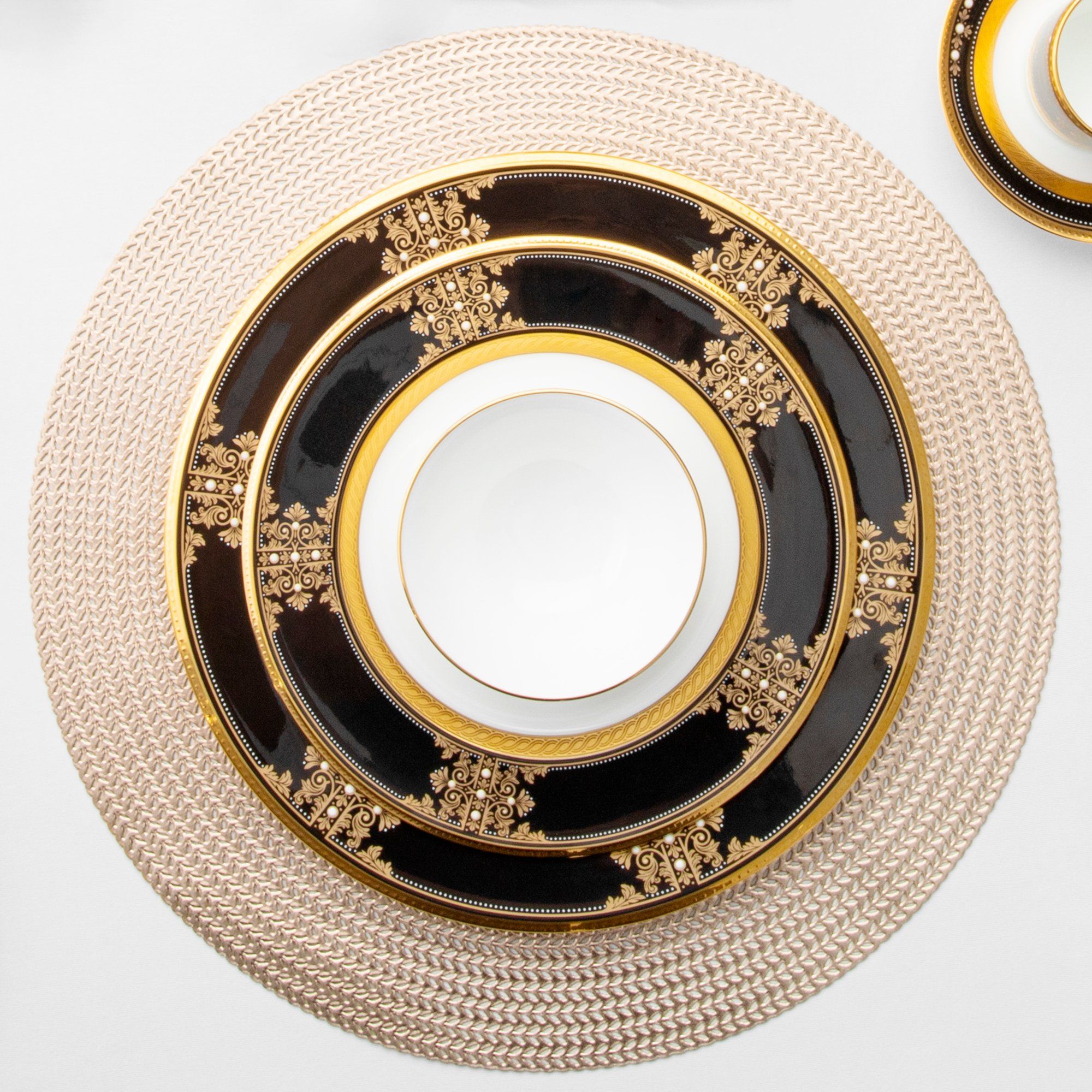  Đĩa tròn cỡ nhỏ đường kính 17,2cm lót bát (chén) cơm sứ xương Nhật Bản | Evening Majesty 4818J - 59512 