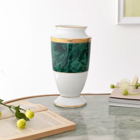  Bình hoa (lọ hoa) trang trí thân bầu cao 23cm (màu xanh - jade) sứ trắng | Majestic Green M-164L - T91875K 