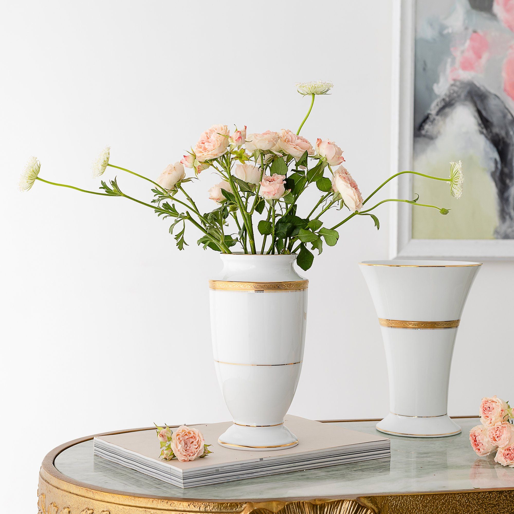  Bình hoa (lọ hoa) trang trí cổ loe cao 23,3cm (màu trắng) sứ trắng | Majestic White M-163L - T91825K 