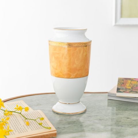  Bình hoa (lọ hoa) trang trí thân bầu cao 23cm (màu vàng - thạch anh) sứ trắng | Majestic Yellow M-168L - T91875K 