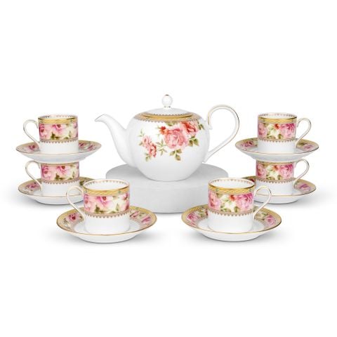  Bộ ấm chén uống trà nhỏ (ấm 650ml, chén 90ml) 13 món sứ xương | Hertford 4861L - T014S 