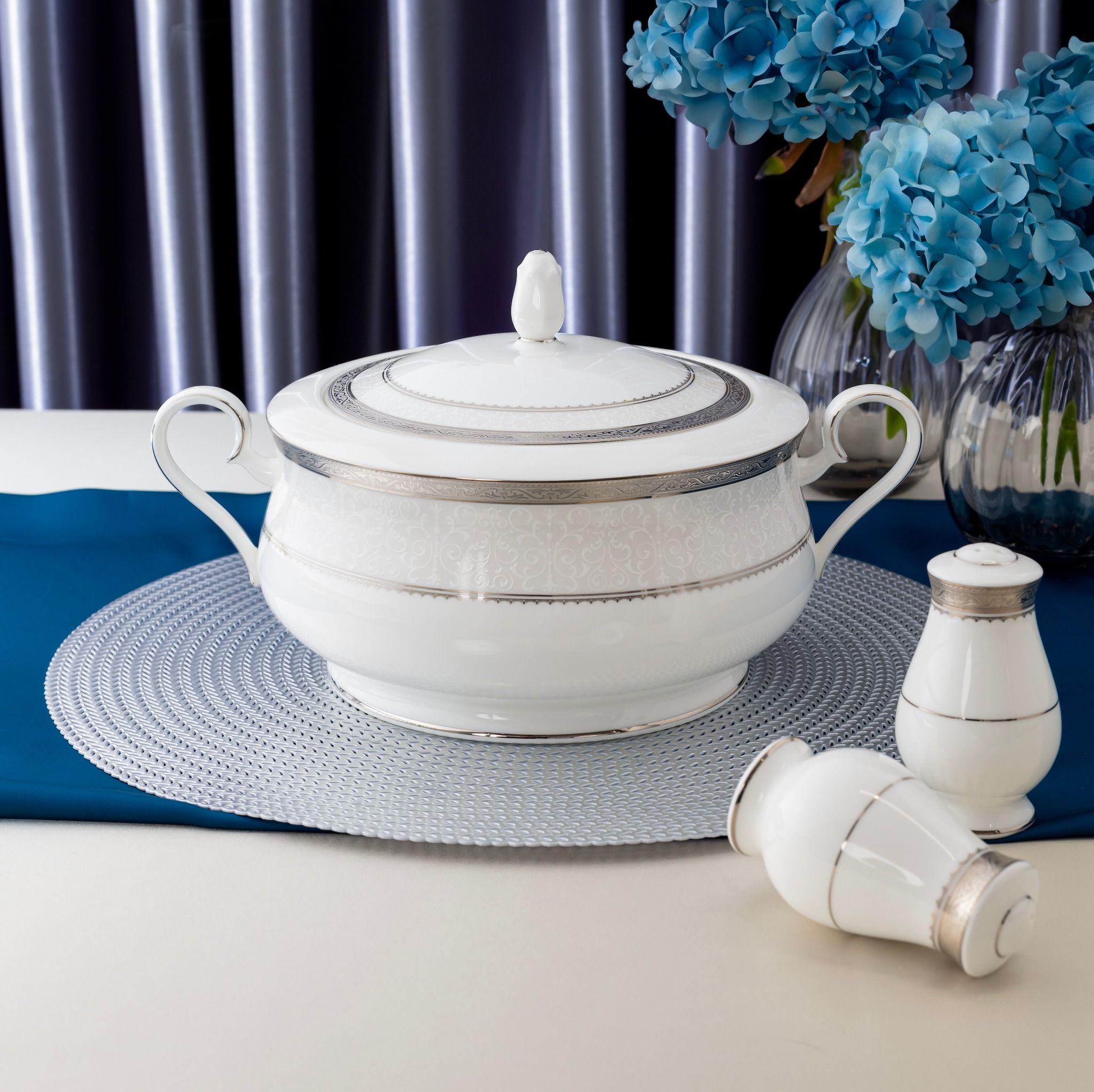  Bộ đĩa ăn kiểu Âu 22 món (cho 6 người) sứ xương | Odessa Platinum 4875L - D024AN 