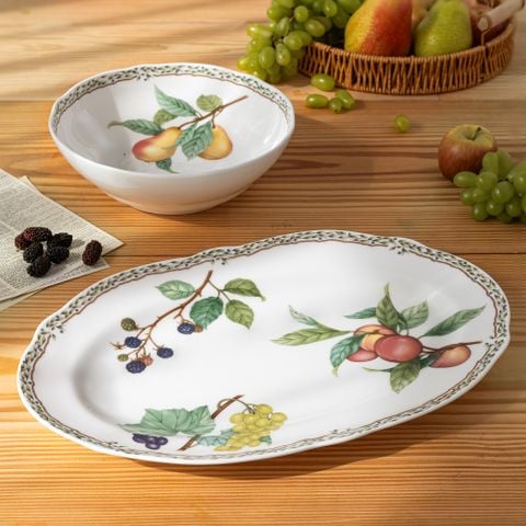  Bộ bát đĩa ăn châu Á đầy đủ 38 món (cho 6 người) sứ xương | Orchard Garden 4911L - D038AN 