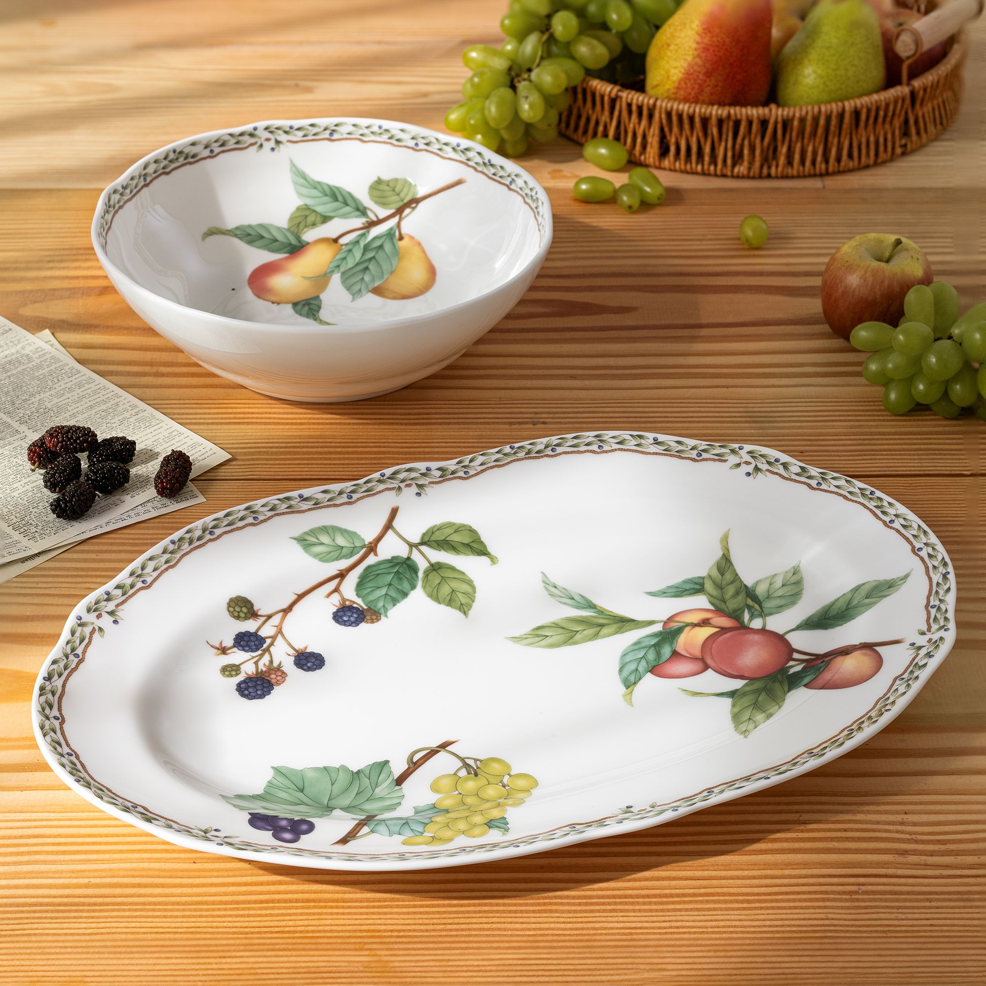  Bộ bát đĩa ăn châu Á đầy đủ 38 món (cho 6 người) sứ xương | Orchard Garden 4911L - D038AN 
