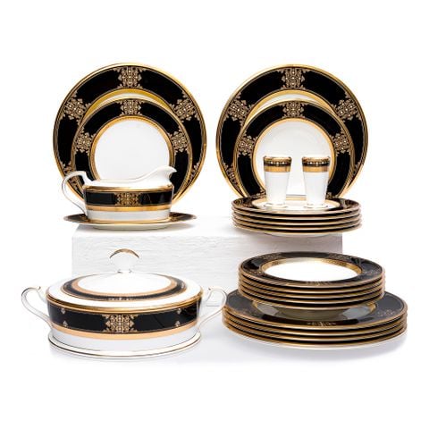  Bộ đĩa ăn kiểu Âu 22 món (cho 6 người) sứ xương Nhật Bản | Evening Majesty 4818J - D024AK 