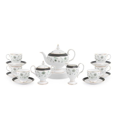  Bộ ấm chén uống trà (ấm 1.050ml, chén 250ml) 15 món sứ xương | Forever Fields 4950L - T017A 
