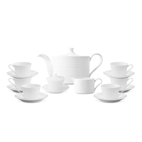  Bộ ấm chén uống trà (ấm 1.200ml, chén 250ml) 15 món sứ xương | Conjunto 4943L - T018A 