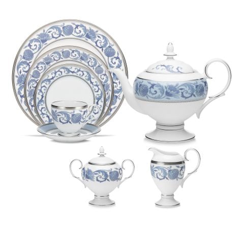  Bộ ấm chén uống trà (ấm 1.050ml, chén 250ml) 18 món sứ xương | Sonnet In Blue 4893L - T020AD 