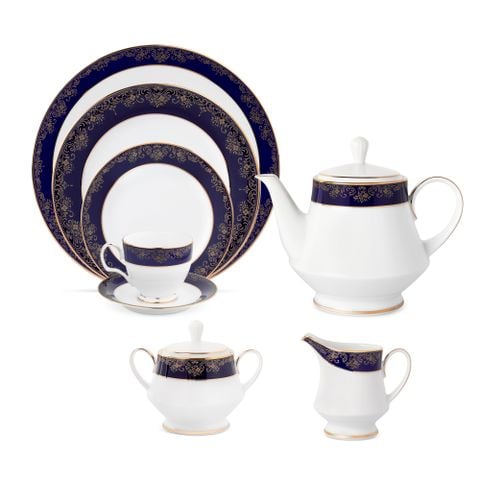  Bộ ấm chén uống trà (ấm 1.200ml, chén 250ml) 18 món sứ trắng | Lazurite Gold 4399L - T020A 