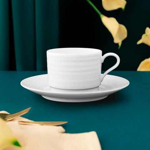  Chén trà (tách trà) Stackable 220ml kèm đĩa lót sứ xương | Conjunto 4943L - T93989 