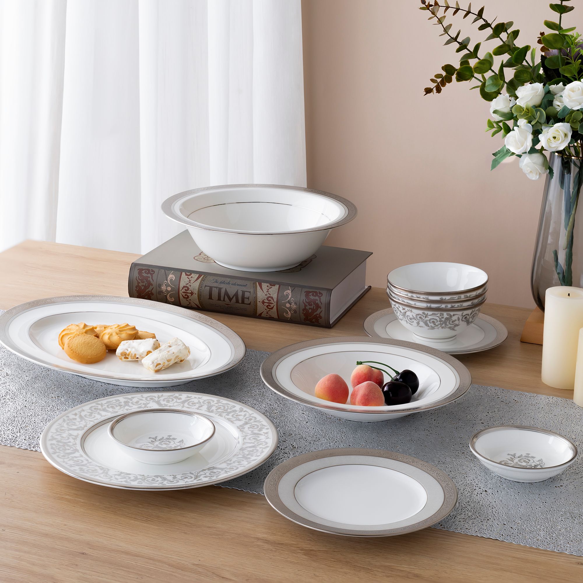  Bộ bát đĩa ăn châu Á đầy đủ 38 món (cho 6 người) sứ xương | Summit Platinum 4919L - D038AC 