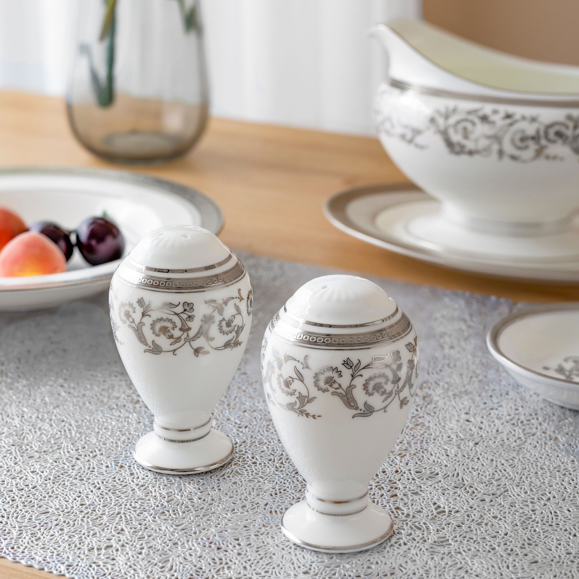 Bộ đĩa ăn kiểu Âu 22 món (cho 6 người) sứ xương | Summit Platinum 4919L - D024AN 
