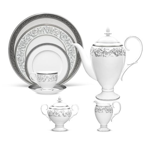  Bộ ấm chén uống cà phê (ấm 1.490ml, chén 250ml) 18 món sứ xương | Summit Platinum 4919L - C020AB 