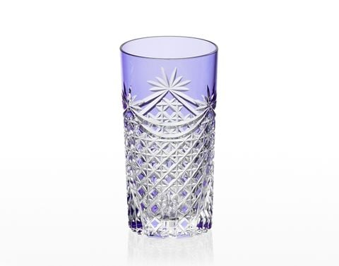  Ly (cốc) pha lê highball họa tiết Edo Kiriko (Square Basket Weave) 250ml màu tím | Kagami T369 - 2835-CMP 