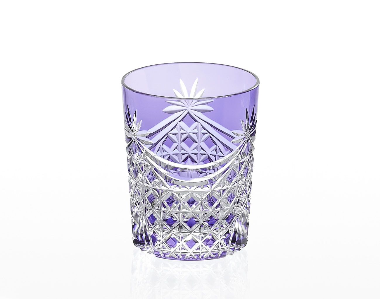  Ly pha lê rock glass họa tiết Edo Kiriko (Square Basket Weave) dung tích 240ml màu tím | Kagami T370 - 2835-CMP 