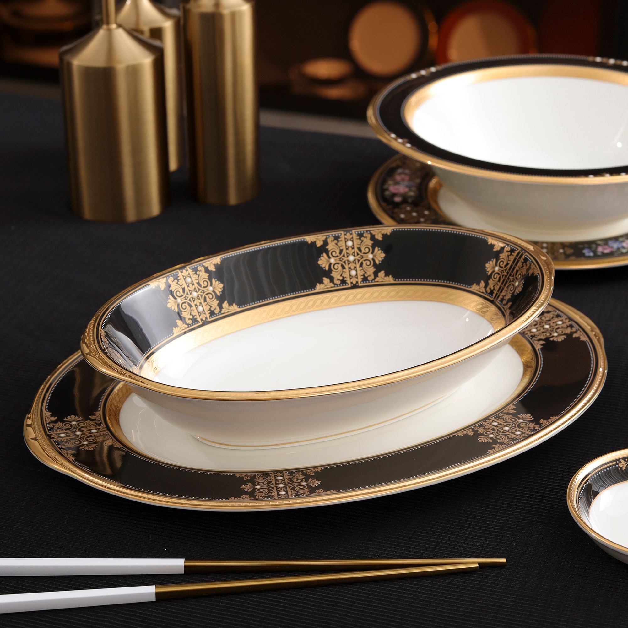  Bát canh (tô canh) Oval dài 25,8cm dung tích 950ml sứ xương Nhật Bản | Evening Majesty 4818J - 59538 
