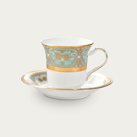  Chén trà (tách trà) dung tích 220ml kèm đĩa lót sứ xương Nhật Bản | Georgian Turquoise 4857J - T59589 