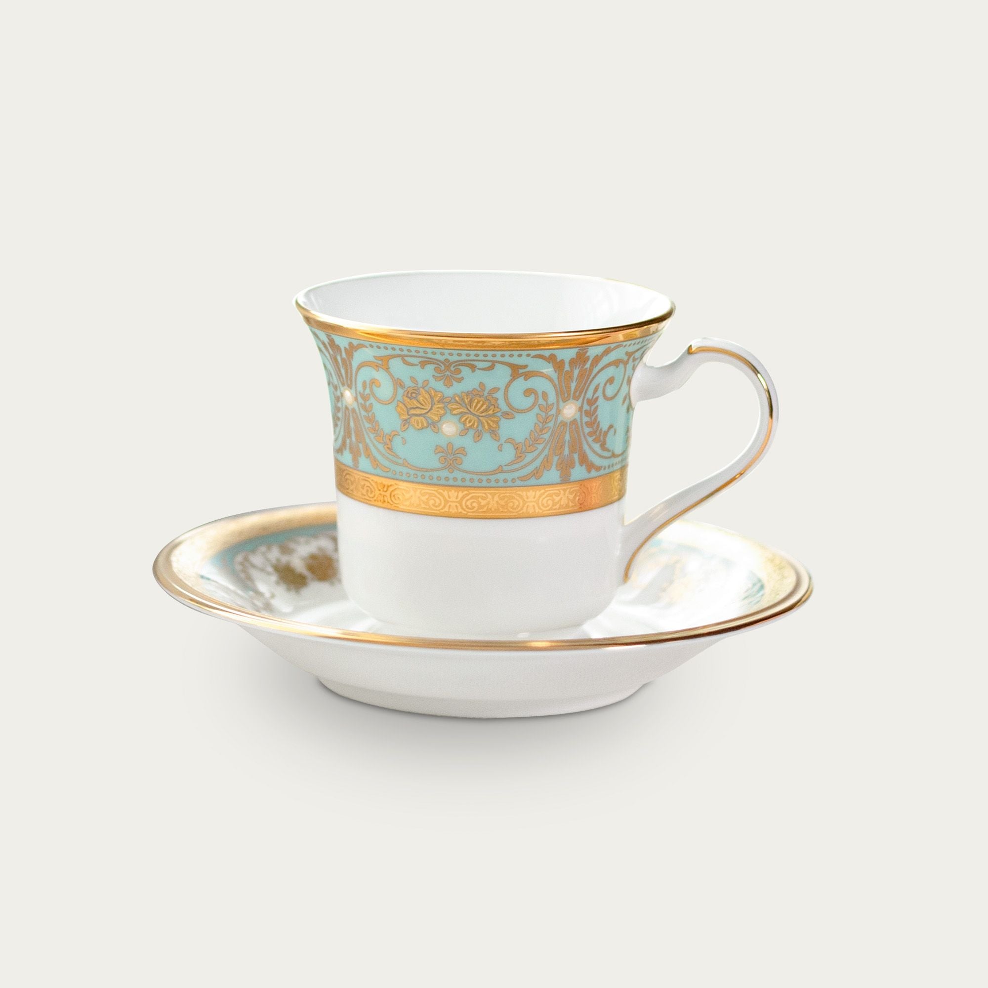  Chén trà (tách trà) dung tích 220ml kèm đĩa lót sứ xương Nhật Bản | Georgian Turquoise 4857J - T59589 