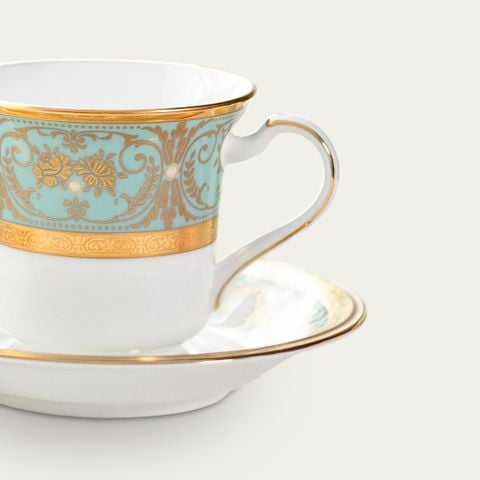  Chén trà (tách trà) dung tích 220ml kèm đĩa lót sứ xương Nhật Bản | Georgian Turquoise 4857J - T59589 