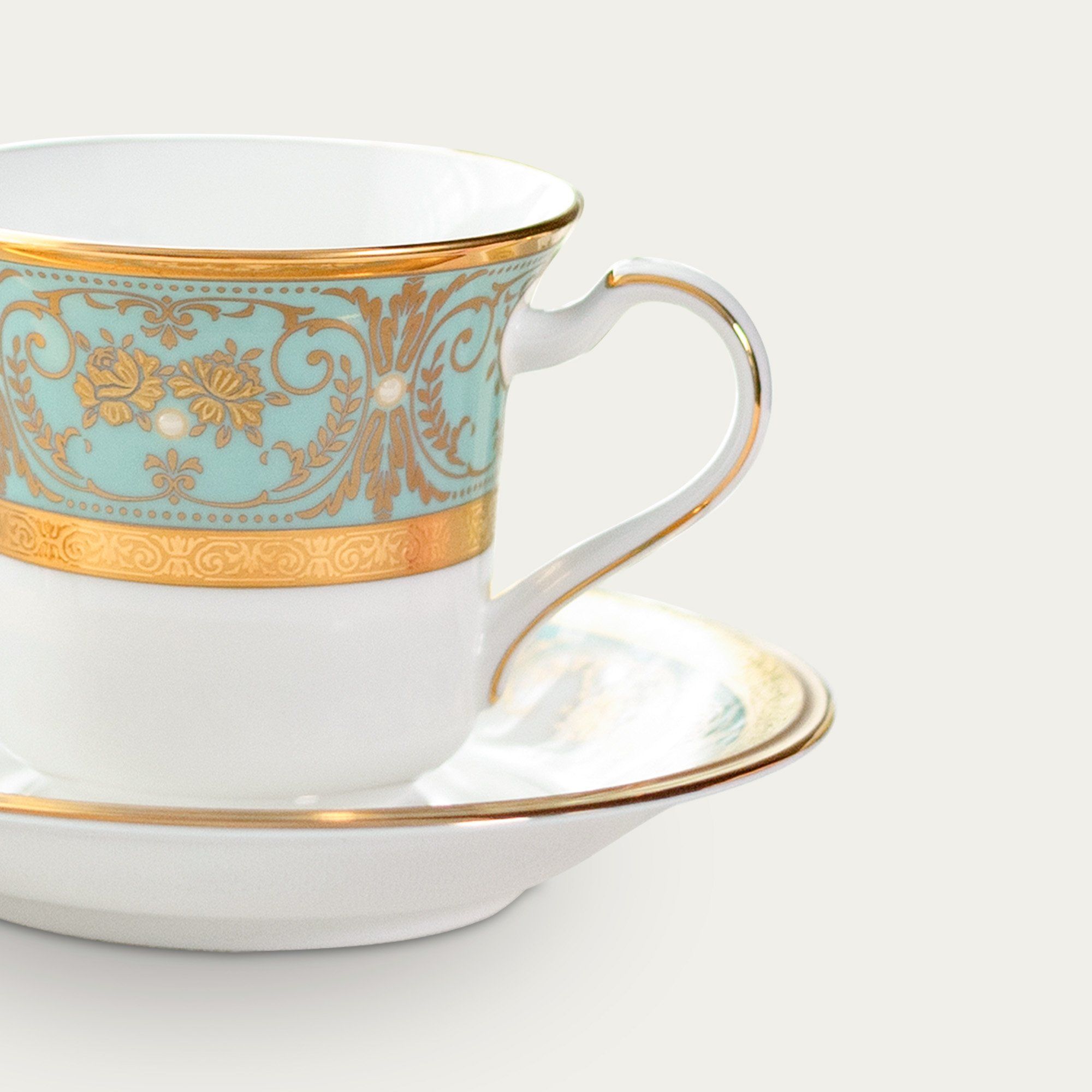  Chén trà (tách trà) 220ml kèm đĩa lót sứ Nhật | Georgian Turquoise 4857J-T59589 