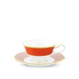  Chén trà (tách trà) dáng loe 220ml kèm đĩa lót cam | Ake Komon 4948J - T59587 