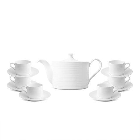  Bộ ấm chén uống trà (ấm 1.200ml, chén 220ml) 13 món sứ xương | Conjunto 4943L - T014A 