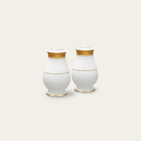  Bộ lọ đựng tiêu (2 lỗ) và muối (4 lỗ) cao 9,3cm sứ xương | Odessa Gold 4874L - 972710 