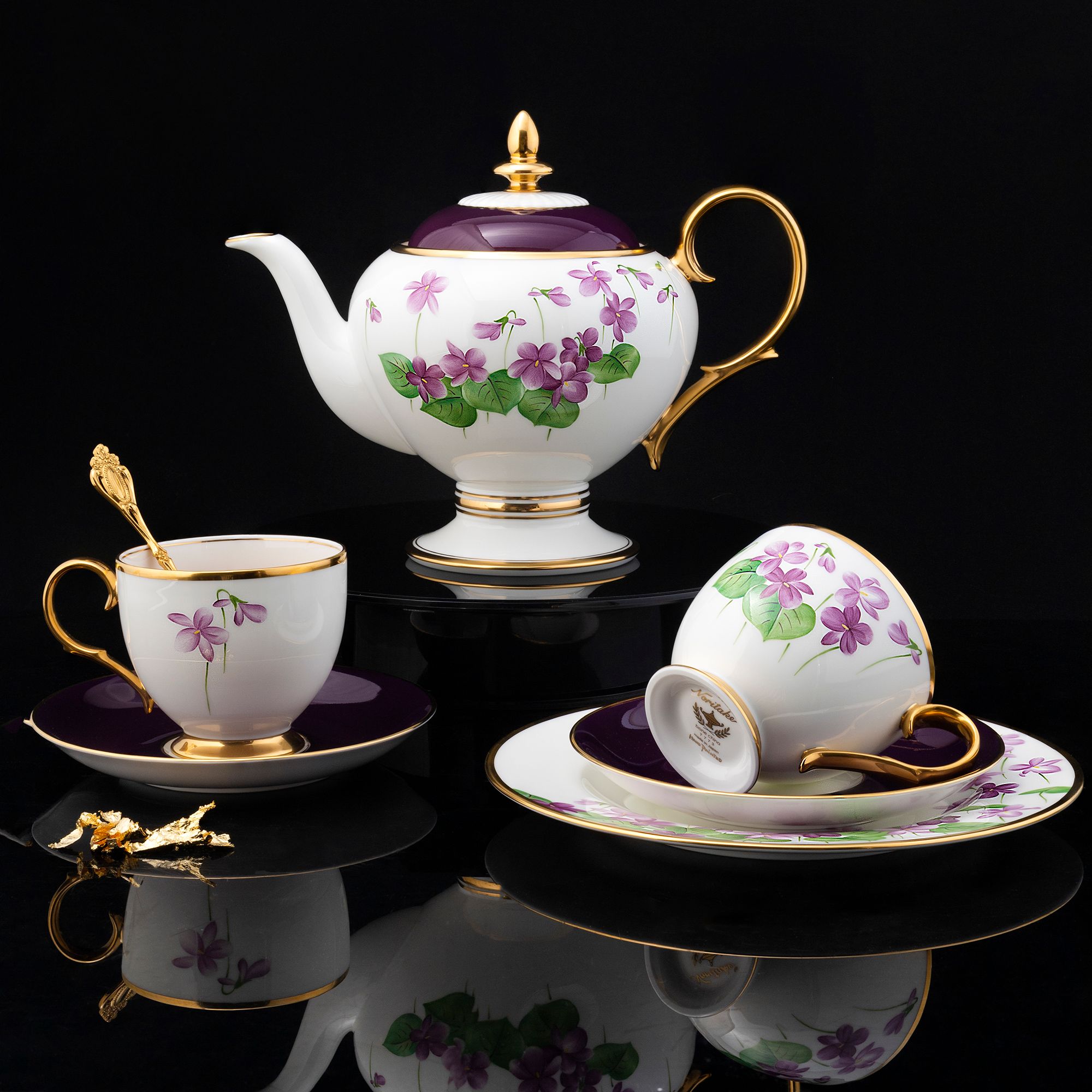  Bộ ấm chén uống trà (Đặc biệt: vẽ tay) 22 món sứ xương Nhật Bản cao cấp | Violet T773 - T24 