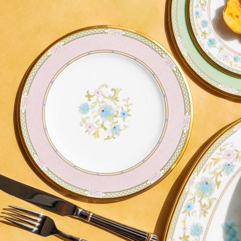  Đĩa tròn cỡ vừa đường kính 21,8cm loại đặc biệt (màu hồng) sứ xương Nhật Bản | Yoshino 9983-7J - 59511 