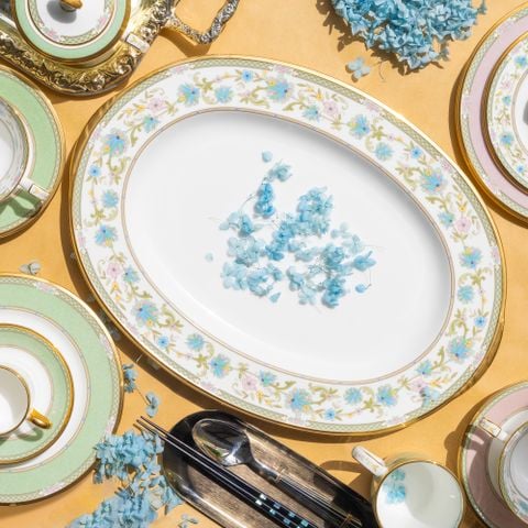  Đĩa Oval cỡ vừa (MD) dài 37,2cm sứ xương Nhật Bản | Yoshino 9983J - 59544 