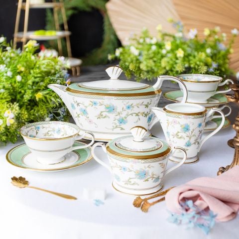  Bộ ấm chén trà (ấm 1.090ml, chén loe 220ml) 15 món sứ xương Nhật Bản | Yoshino 9983J - T017G 
