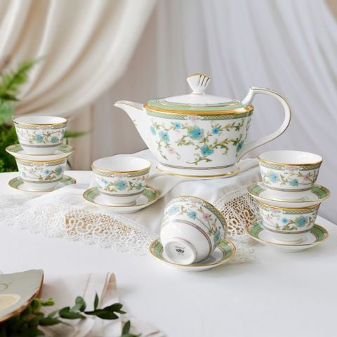  Bộ ấm chén trà châu Á (ấm 880ml, chén 140ml) 13 món sứ xương Nhật Bản | Yoshino 9983J - T014A 