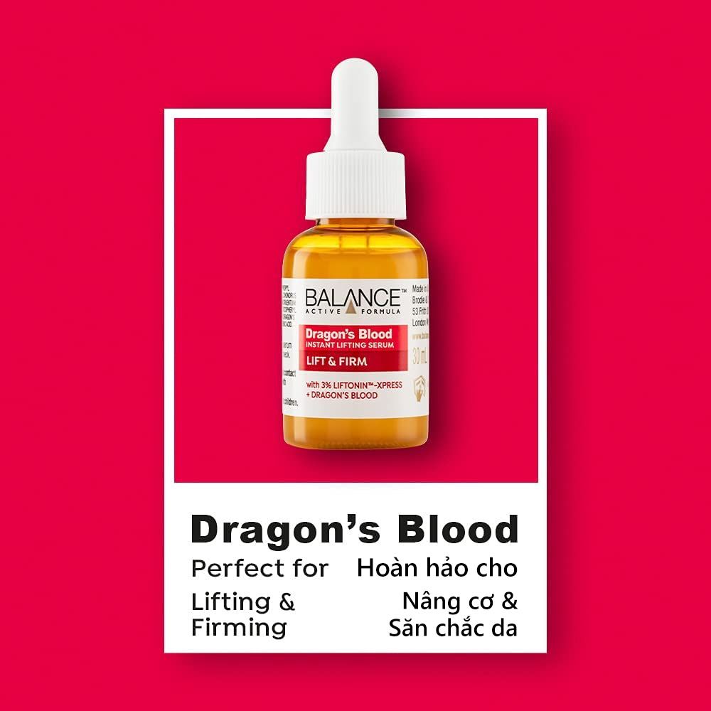  Serum nâng cơ mặt từ máu rồng Balance Active Skincare Dragon’s Blood Instant Lifting 30ml (UK - Anh Quốc) 