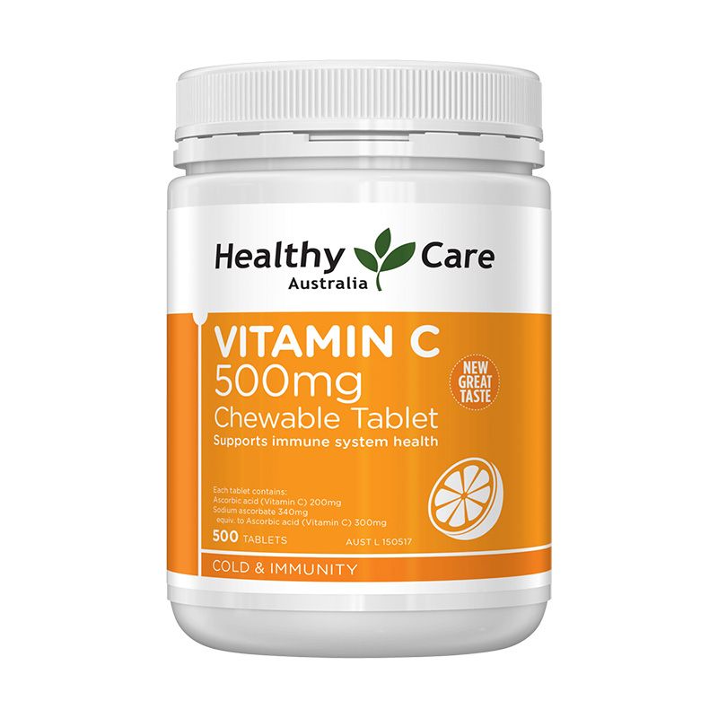  Viên nhai mềm bổ sung Vitamin C 500mg Healthy Care - Úc 