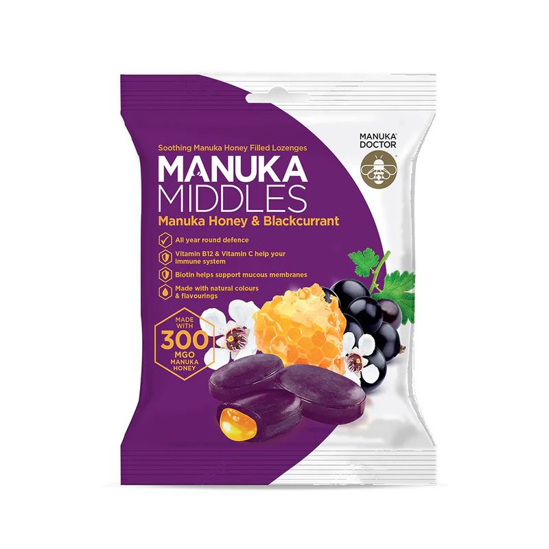  Kẹo mật ong Manuka Middles - Manuka Honey & Blackcurrant 100g (UK - Anh Quốc) 