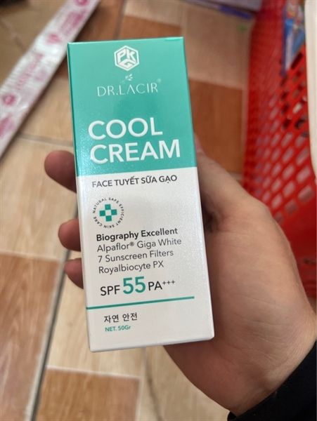 DR.LACIR_Kem Chống Nắng Cool Cream Face Tuyết Sữa Gạo 50g