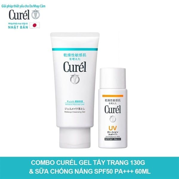CURÉL_Bộ Gel Tẩy Trang Cấp Ẩm Chuyên Sâu 130g + Sữa Chống Nắng SPF50+ PA+++ 60ml