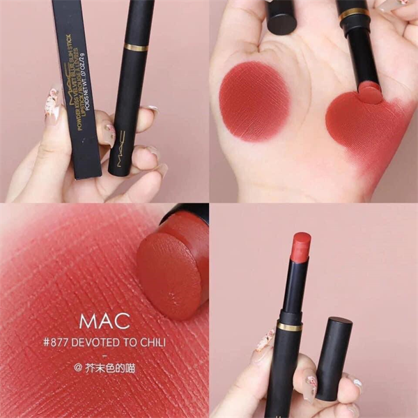 MAC_Son Thỏi Powder Kiss Velvet Blur Slim Lipstick 877 Devoted To Chili