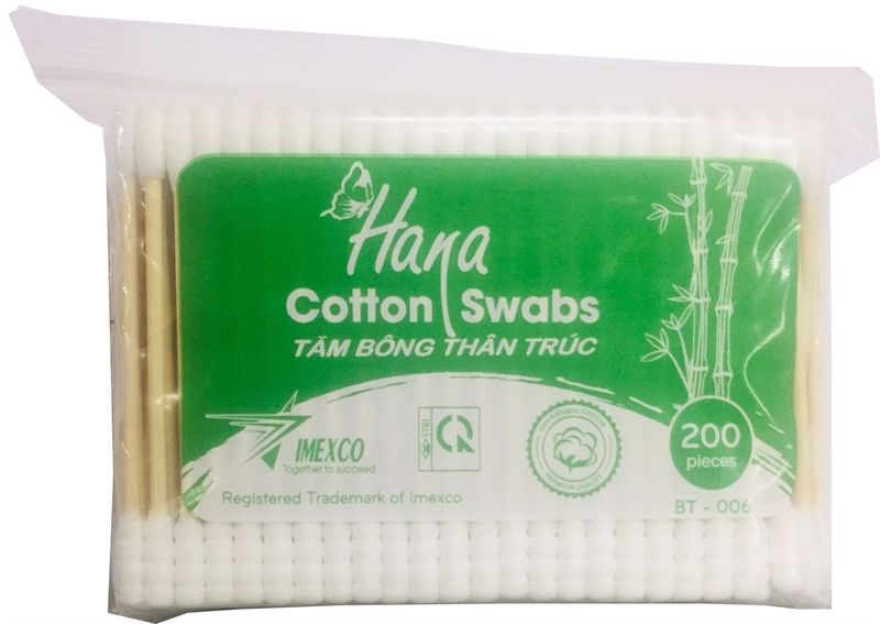 Hana_Tăm Bông Hana Thân Trúc Gói 200 Chiếc