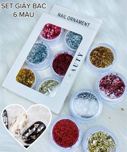 NAIL_Set Giấy Bạc 6 Ô