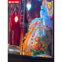Áo choàng Quan Âm vải nhung đính cườm sen trúc (20cm) - Mã: QAK20 Decor Decor Phòng Trang Trí Nhà