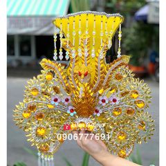 Combo áo mão bà Chúa Xứ tượng ngồi cao 1m vòng mão 60cm (vàng, đỏ) (Mã: CRP BTM)