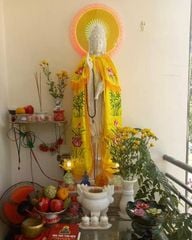 Áo choàng Quan Âm Bồ Tát vải phi bóng  Sen Nữ Women Dress Vàng Đỏ