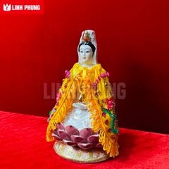 Áo choàng Quan Âm vải nhung đính cườm sen trúc (20cm) - Mã: QAK20 Decor Decor Phòng Trang Trí Nhà