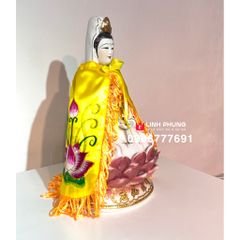 Áo choàng Quan Âm vải phi thêu sen trúc (20cm) - Mã: QAT