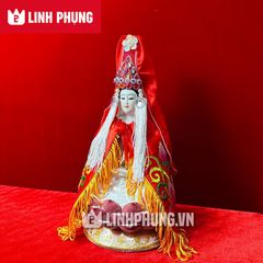 Combo áo thêu + mão Quan Âm hột (size tượng 20cm, 30cm, 40cm) - Mã: QAH, QAT