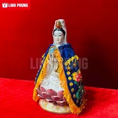 Áo choàng Quan Âm vải nhung đính cườm sen trúc (20cm) - Mã: QAK20 Decor Decor Phòng Trang Trí Nhà