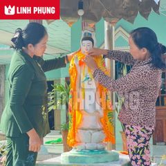 Áo choàng Quan Âm vải nhung kết sen trúc - Size tượng: 30cm - 60cm, Mã: QAK Decor Decor Phòng Trang Trí Nhà